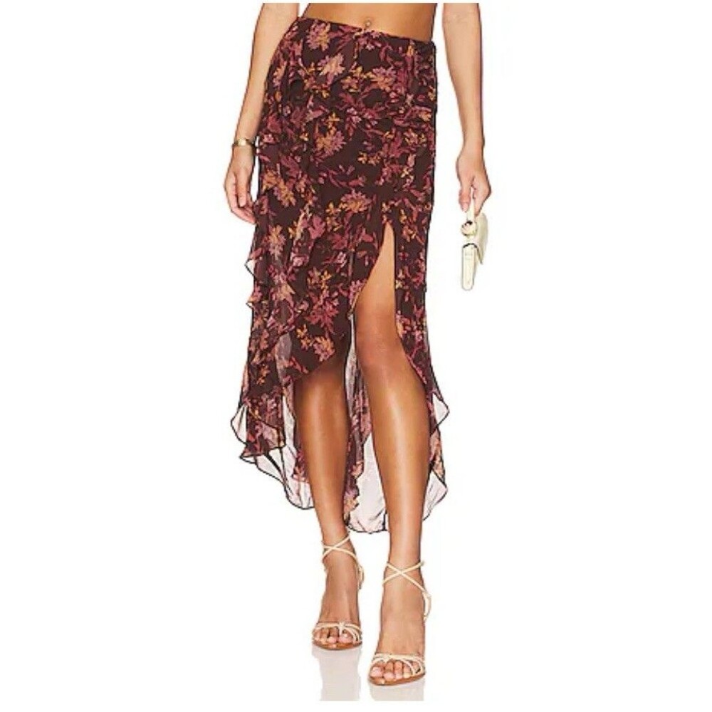 Free People Flounce Around Floral High Low Maxi Festival Whimsygoth NWOT‎